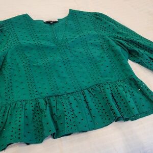 ELOQUII, 16, Wrap Peplum Eyelet Top, Never Worn